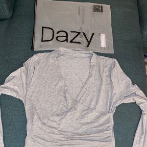 Dazy Light Gray Long Sleeve Top